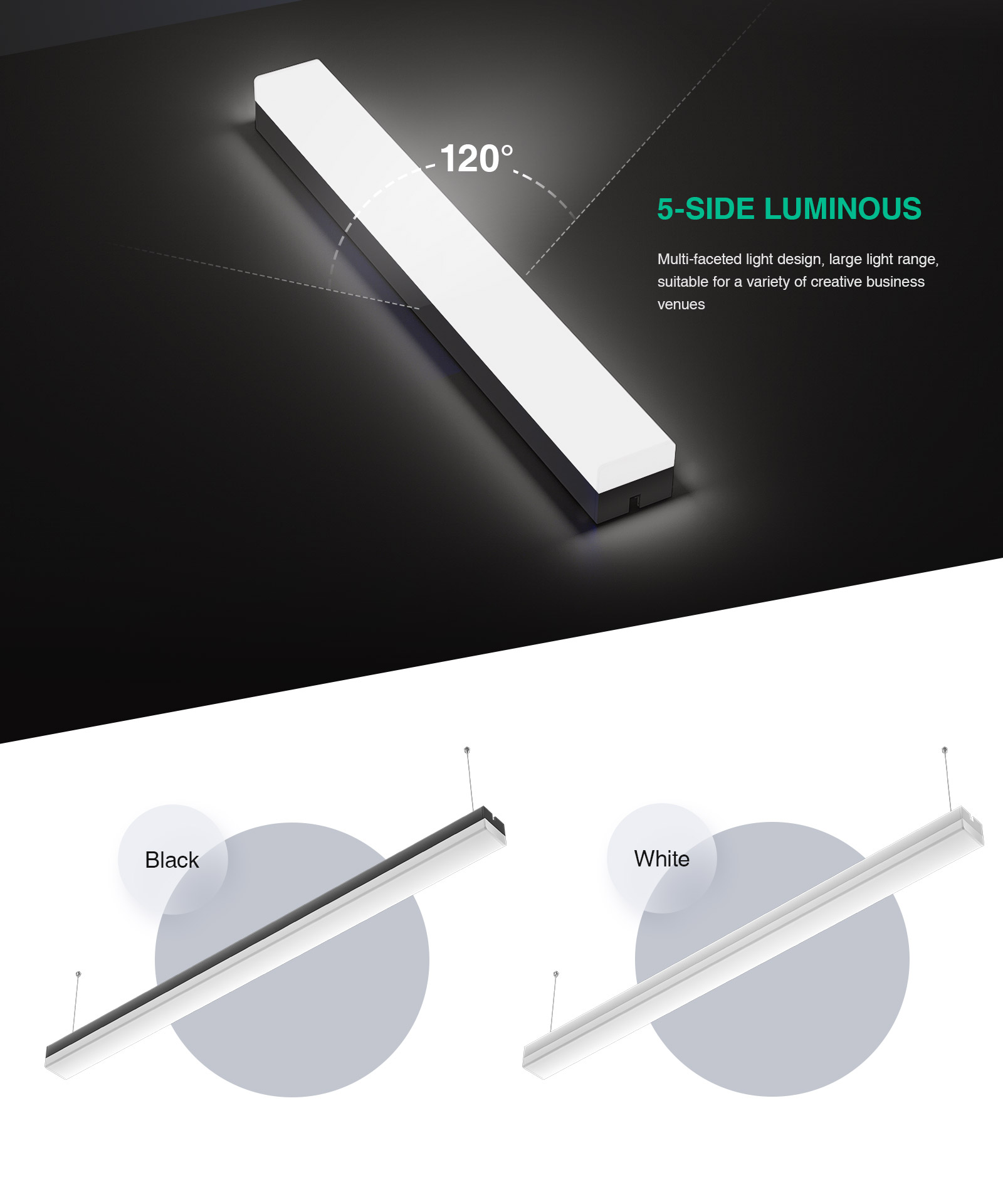 Luminaire LED Plafond Haute Qualité MLL003-A L0302N Haute Luminosité Multifonctionnelle Noir 40W 4000k 4000LM KOSOOM-Luminaire Linéaire--07