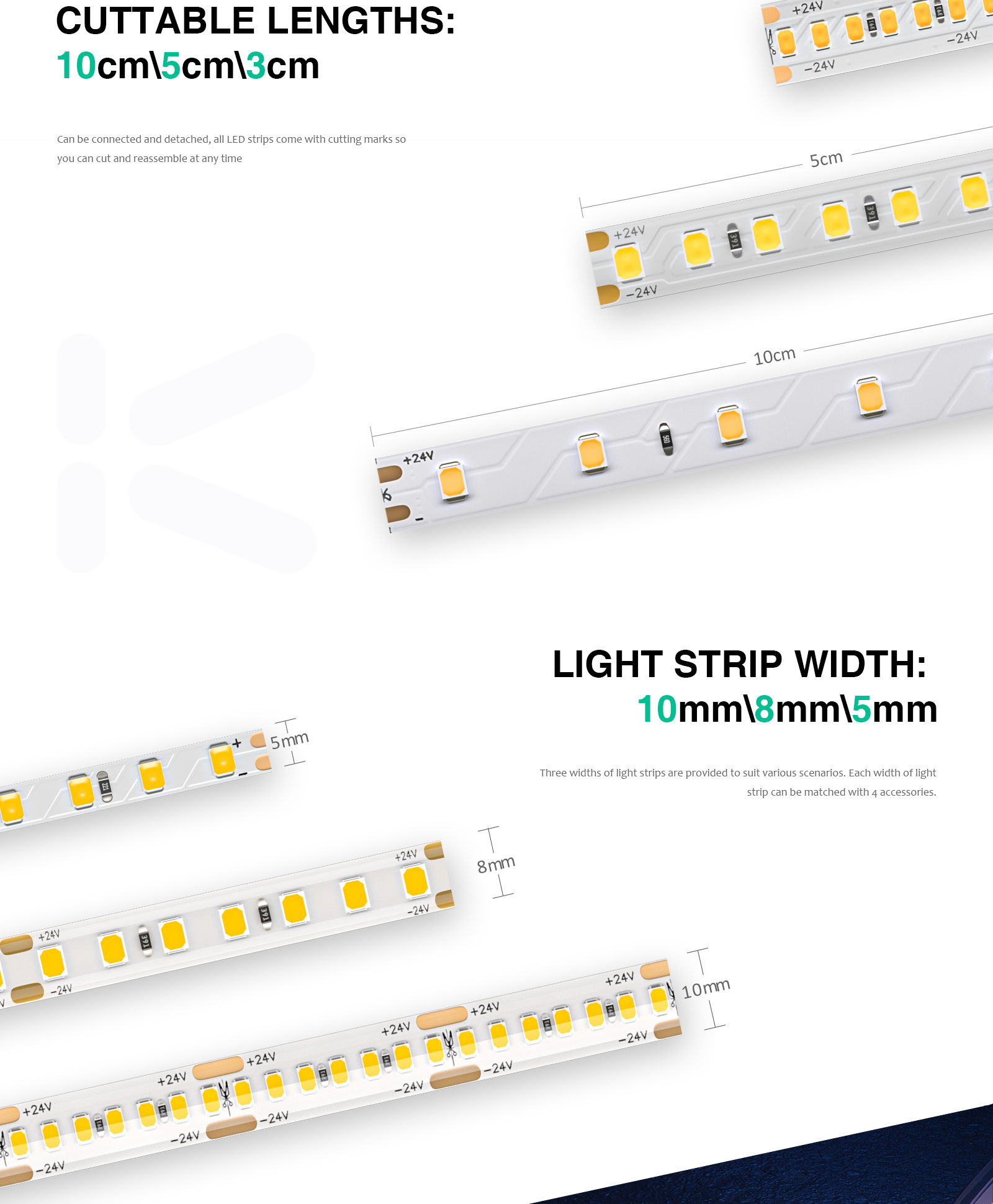 Ruban LED au plafond,IP44,DC24V,8W/m,4000K,984 lm/M,120˚,CRI≥80,Intensité variable, économie d'énergie-Ruban LED découpable--04