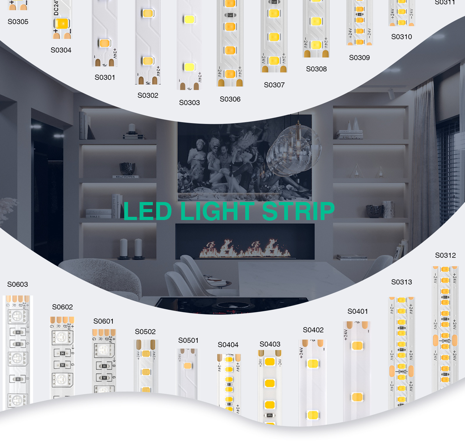 Ruban LED au plafond,IP44,DC24V,8W/m,4000K,984 lm/M,120˚,CRI≥80,Intensité variable, économie d'énergie-Ruban LED--11